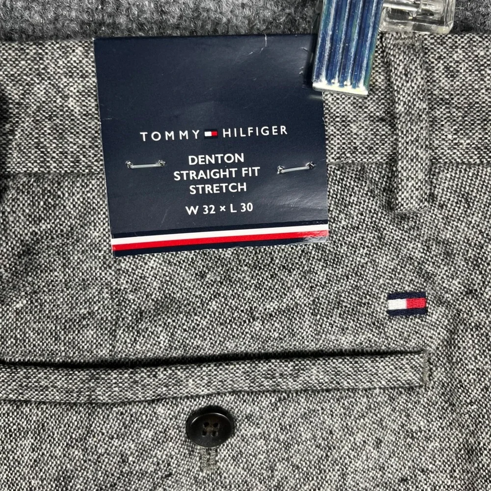 Tommy Hilfiger Denton Chino Pants Mens 32x30 Grey Straight Fit Italian‎ Fabric